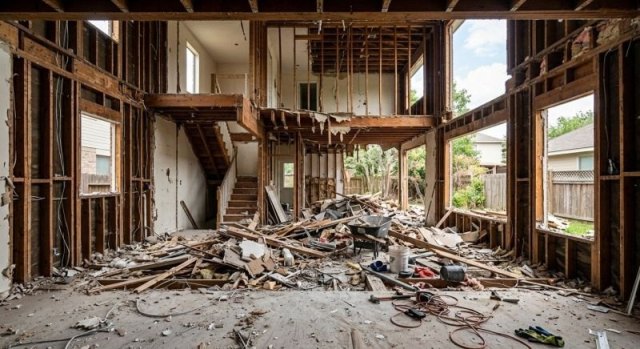 Interior demolition area with removed finishes in El Paso, TX