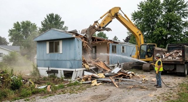 Residential mobile home demolition project site in El Paso, TX