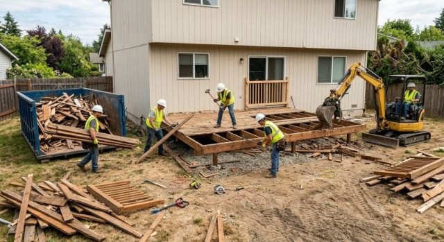 Deck demolition and cleared outdoor area in El Paso, TX