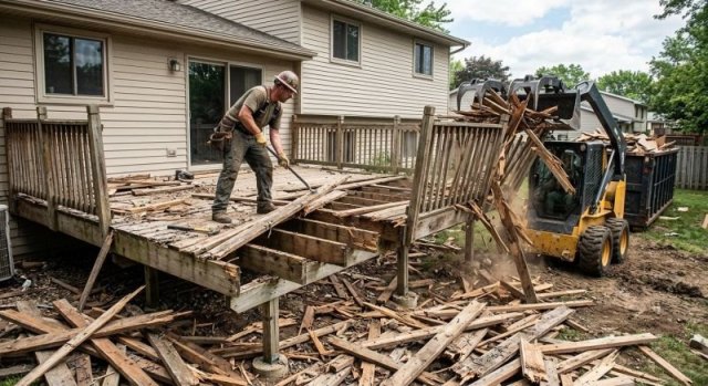 Deck demolition and cleared outdoor area in El Paso, TX