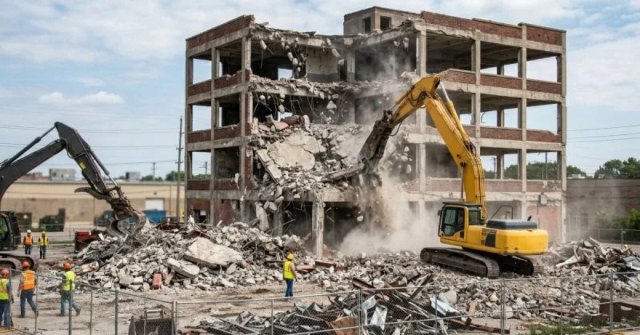 Building demolition project with an open cleared area in El Paso, TX