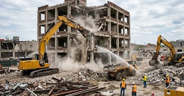 Building demolition project with an open cleared area in El Paso, TX